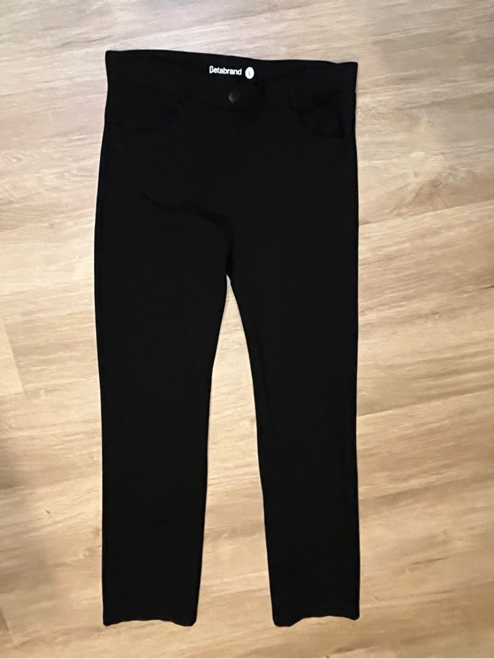 Betabrand Classic Black Straight-Leg Dress Pant Yoga Pants DPYP Large-EUC